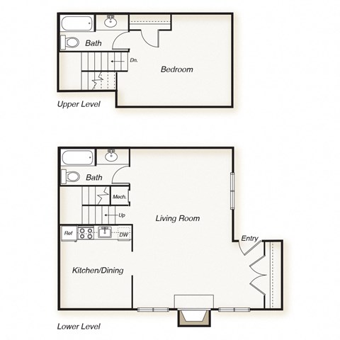One Bedroom 2 Bath Loft